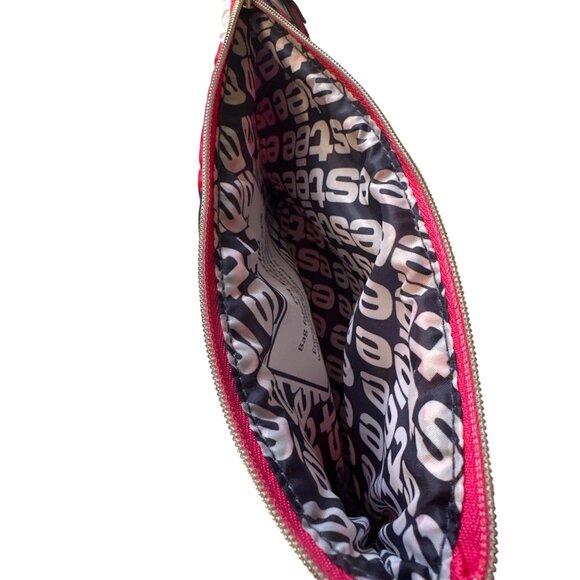 Estée Quilted Striped Cosmetic Bag With Wrist Strap - Pink/White/Navy - Picture 2 of 3